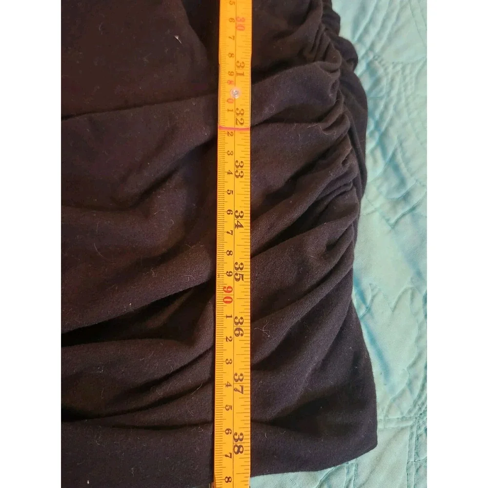 Anthropologie Sundry Size 2 Black Knee‎ Length Cotton/Spandex Ruched Dress - Picture 8 of 9